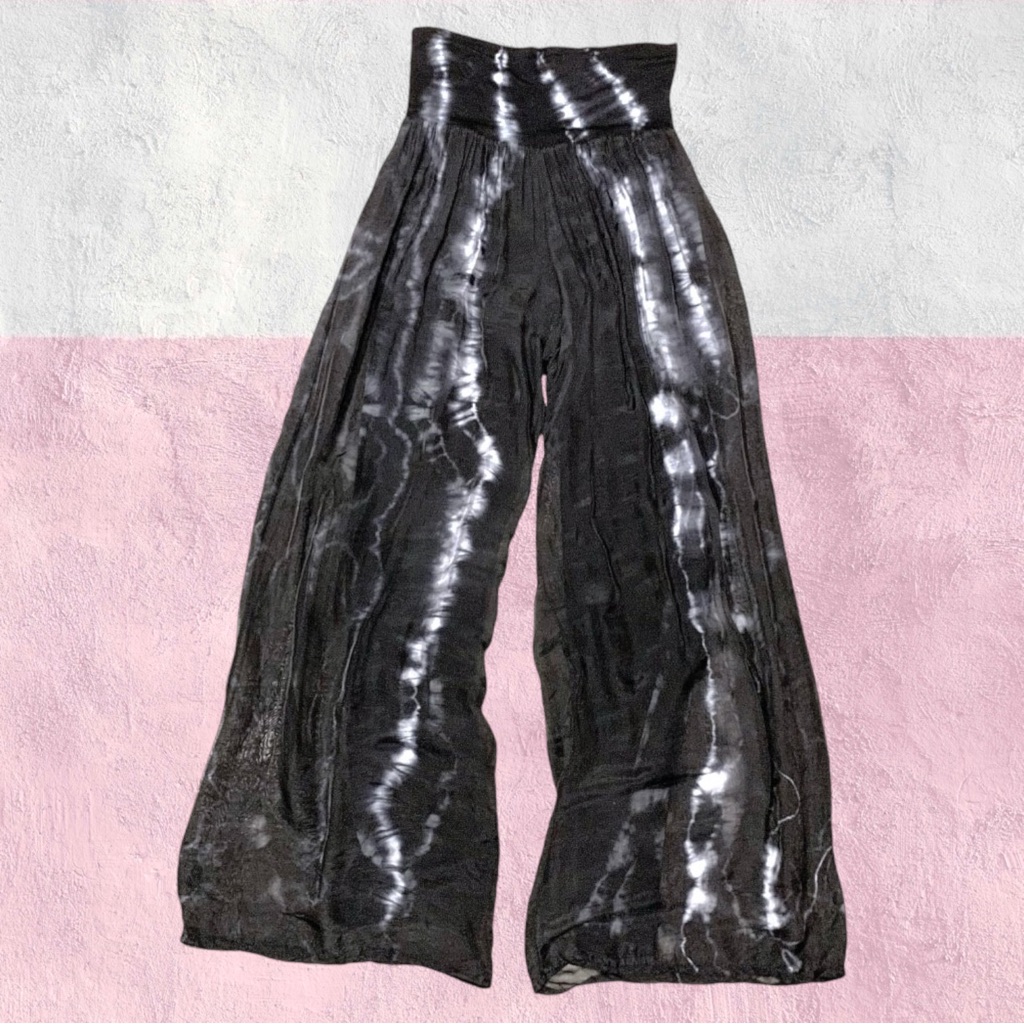 Scandal Tie Dye Italian Silk Overlay Palazzo Pants || S/M
